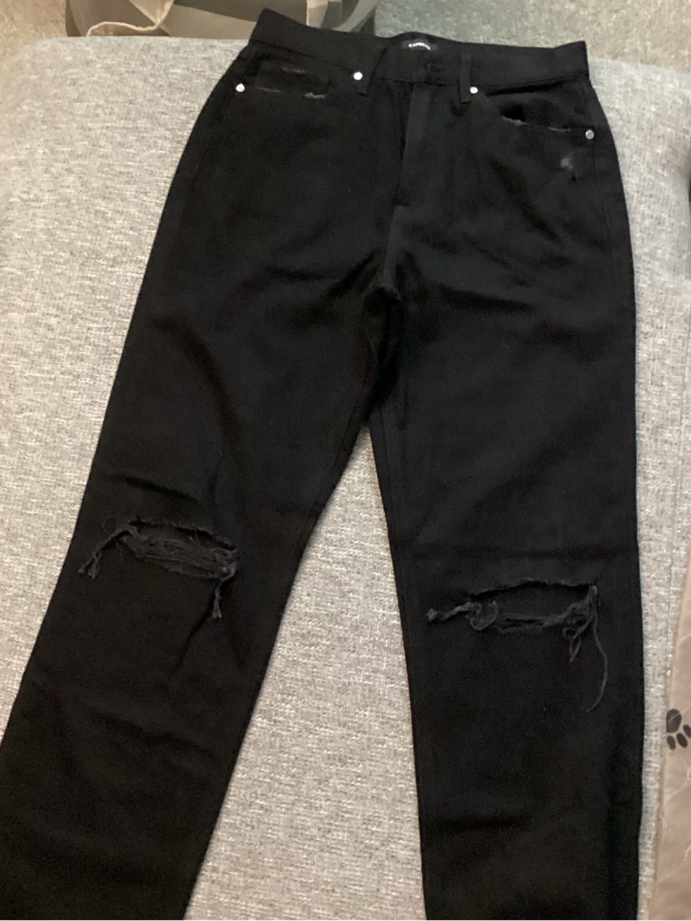Express High-Rise Black Ripped Jeans